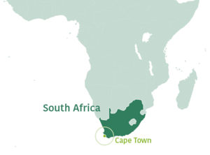 Kapstadt auf der Weltkarte in Südafrika